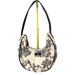 Guess Vintage 90s Toile Print Croissant Bag Purse Shoulder Bag